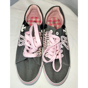 Disney Parks 28 Women's Size 8 Gray Pink Lace Up Mickey Mouse Canvas Shoes